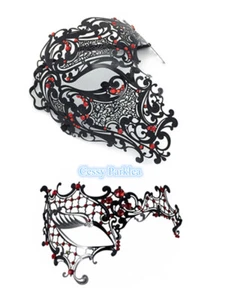 S-A11 Luxury Couples Vampire Metal Venetian Party Masquerade Masks w/ Rhinestone - Picture 1 of 14