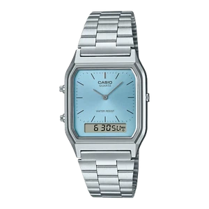 Casio Vintage Analog Digital Blue Dial Silver Tone Unisex Watch AQ-230A-2A1 - Picture 1 of 1