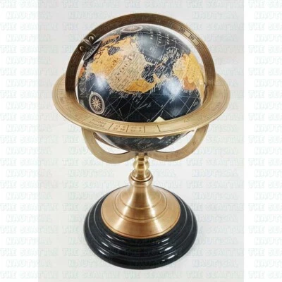 Vintage Messing Armillar Kugel Weltkugel auf Holzsockel Maritim Maritim Geschenk - Bild 1 von 4