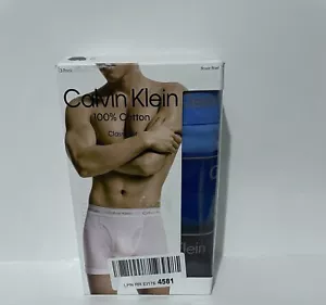 Calvin Klein Classics Boxer Brief 3 PACK Blue 100% Cotton Men's Size XL - Picture 1 of 4