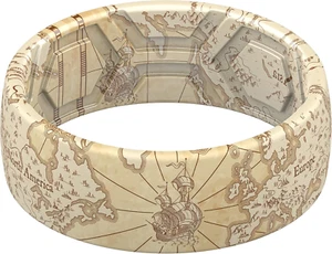 Silicone Wedding Rings for Men, Breathable Printed Design Rubber Engagement Band - Picture 1 of 4