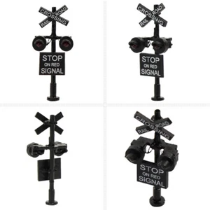 2pcs N Gauge 1:150 Model Railroad Crossing Signals Two-heads Red LEDs - Picture 1 of 6