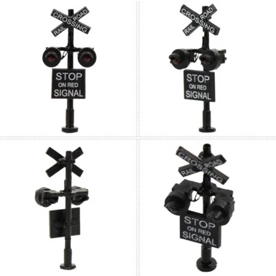 2pcs N Gauge 1:150 Model Railroad Crossing Signals Two-heads Red LEDs - Image 1 of 4