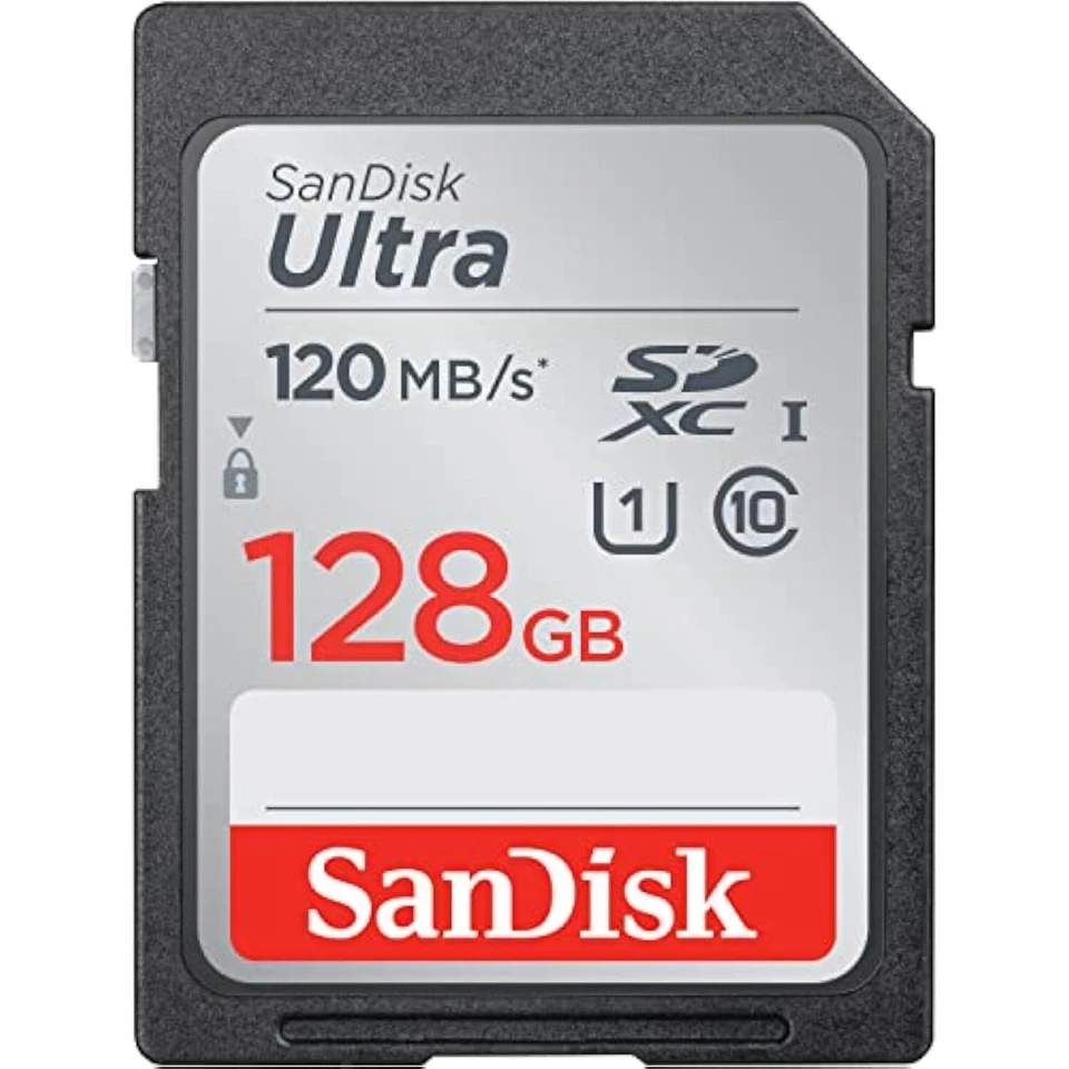 Tarjeta de memoria flash SanDisk 128 GB negra UHS velocidad clase 1 para video Full HD Foto 1 de 1
