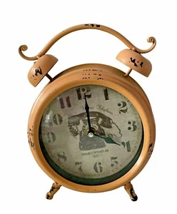 Vintage Shabby Chic Large Clock With Feet Round Free Standing Desk Clock - Picture 1 of 10