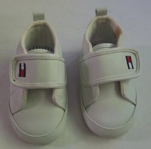 Tommy Hilfiger Baby Shoes Flag White Sneakers Size 3 Month Soft Sole Infant Crib - Picture 1 of 8