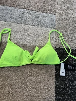Top de bikini francés RVCA Flash para mujer precio de venta sugerido por el fabricante $55,00 verde lima nuevo con etiquetas Foto 1 de 4
