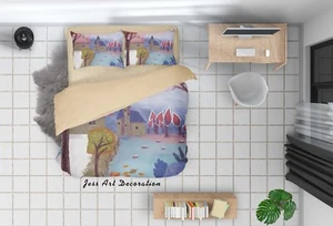 3D Rural Painting Kids Quilt Cover Set Duvet Cover Bedding Pillowcases - Picture 1 of 6