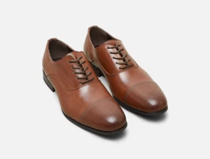 Kenneth Cole Herren Leder Größe 12 US Dunkel Cognac Oxford Schuhe Neu im Karton - Bild 1 von 4
