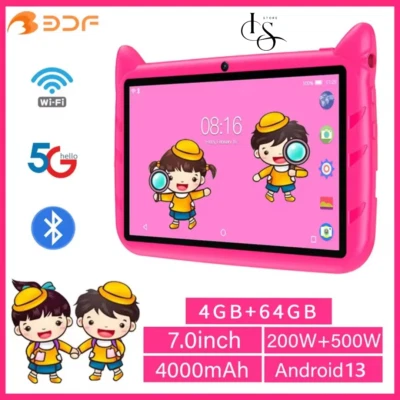 Tablet Bambini 7" Android 13 4GB+64GB WiFi Bluetooth 5G Batteria 4000mAh Rosa - Immagine 1 di 4