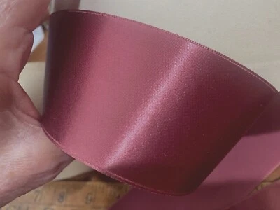 复古 Faille 双面 2/1/8 英寸丝带棉质人造丝紫红色 1 码 法国 — 第 1/4 张图片