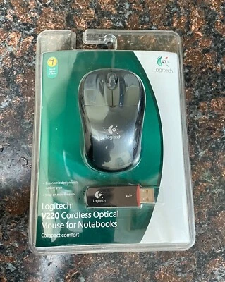 New Logitech V220 Cordless Optical Mouse for Notebooks (Black/Gray) - Image 1 of 2