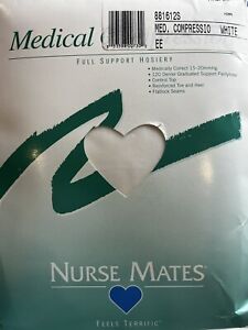 Nurse Mates Full Support Pantyhose Size EE White 15-20mmHg Compression #881612