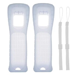2X Wii Silicone Case Cover with Wrist Strap for Wii Remote Controller (White) - Picture 1 of 7