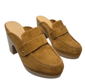 Splendid Clogs Vina Platform Size 10 Tan Suede Leather Slip On Shoes - Picture 1 of 12