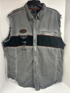 Harley Davidson Motorcycles Button Up 2XL Garage Mechaniker ärmelloses Hemd - Bild 1 von 8
