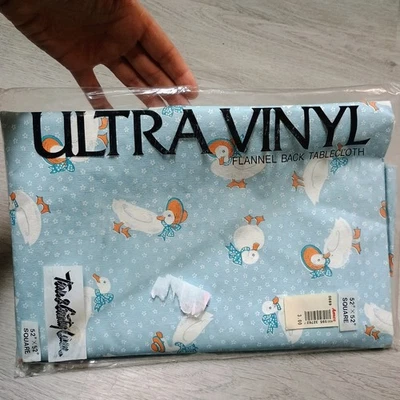 Mantel cuadrado trasero franela vinilo ganso blanco ciudad y campo 1989 de colección Foto 1 de 4