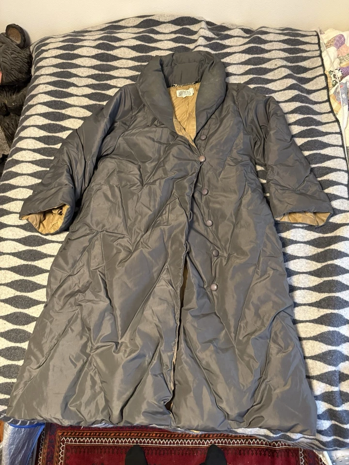 Bill Blass Grey And Tan Trench Puffer Jacket Parka - Image 1 of 4