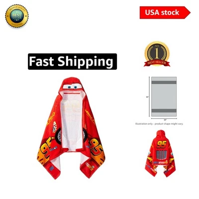 Toalla con capucha roja vibrante de 22" x 51" Disney Cars - ¡Perfecta para jóvenes fanáticos! Foto 1 de 4