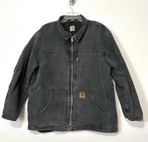 Chaqueta Carhartt C61 Negra De Colección Talla XL Negra Sherpa Forrada Pato Lona Tareas Abrigo - Imagen 1 de 9