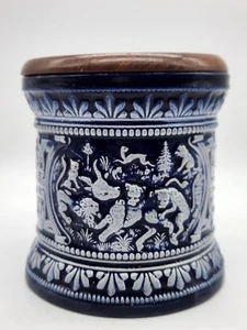 MARZI & REMY 1960s VTG GERMAN PRCLN PIPE TOBACCO HUMIDOR/W LID-BLUE - Picture 1 of 13