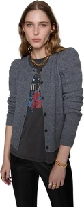 Cárdigan para mujer Rebecca Minkoff Janine grande, gris jaspeado - Imagen 1 de 1