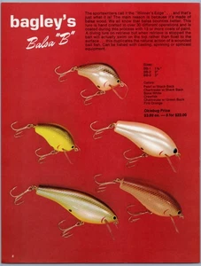 Señuelos de pesca Bagley's Balsa "B" 1975 anuncios impresos gráficos de colores - Imagen 1 de 2