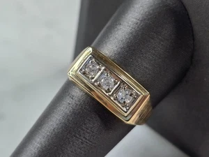 Mens Vintage Estate 14K Yellow Gold Diamond Ring 3.6g  E7429 - Picture 1 of 6