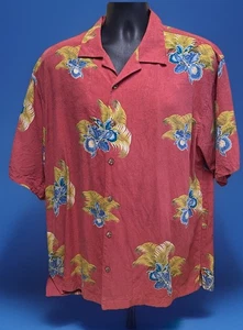 TOMMY BAHAMA CAMICIA DA CAMPEGGIO HAWAIANA 100% SETA UOMO XL FIORI SALMONE/BLU/GIALLO - Foto 1 di 6