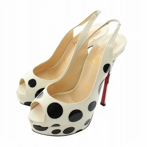 Christian Louboutin pumps patent leather open toe heels polka dot strap size 36 - Picture 1 of 9