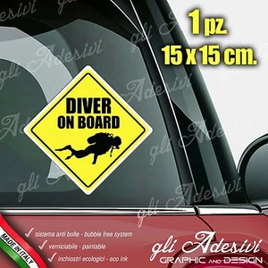 Adesivo Stickers Auto Moto Camper DIVER ON BOARD segnale a bordo SUB - Picture 1 of 1