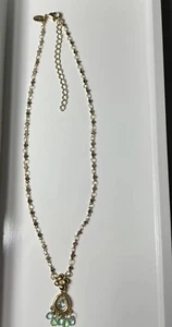 Lia Sophia Pastel Green & Blue Dangle Crystals Necklace On Gold Tone.Last Chance - Picture 1 of 9