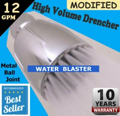 **WATER BLASTER** CABEZAL DE DUCHA * Modificado 12 GPM ALTO VOLUMEN ^ Suave Spray Completo Foto 1 de 4