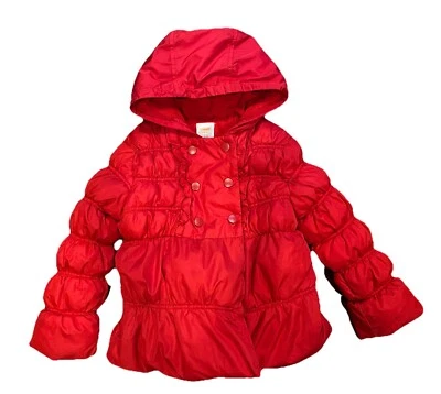 JAQUETA COM CAPUZ GYMBOREE INVERNO VERMELHA ACOLCHOADA FORRADA S(5-6) - Imagem 1 de 4