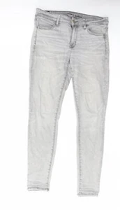 American Eagle Outfitters Womens Grey Cotton Blend Skinny Jeans Size 10 L30 - Picture 1 of 10