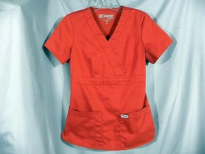 Grey's Anatomy Barco Scrub Top Crimson Size XS Pockets Short Sleeve - Picture 1 of 6