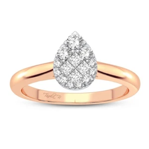 1/4 Ct Real Natural Diamond Ring SI2-G 14k Rose Gold Pear Shape Ring Value $1295 - Picture 1 of 10