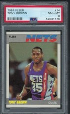 1987 Fleer Basketball #14 Tony Brown PSA 8