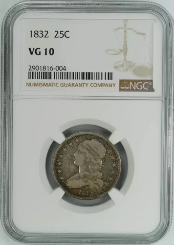 1832 CAPPED BUST QUARTER 25C SILVER NGC CERTIFIED VG 10 VERY GOOD (004) Cover