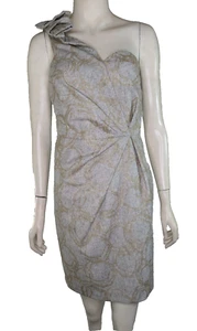 Cocktail Dress Wool Gray Gold Asymmetrical One Strap Akira Formal Short S - Picture 1 of 11