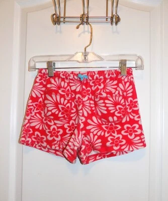 MINI SHORTS TOALHA BODEN vermelho e branco floral tecido felpudo 10Y excelente estado - Imagem 1 de 2
