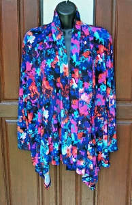KASPER ASL CARDIGAN FLORAL OPEN FRONT JACKET JERSEY SZ S NWOT - Picture 1 of 4
