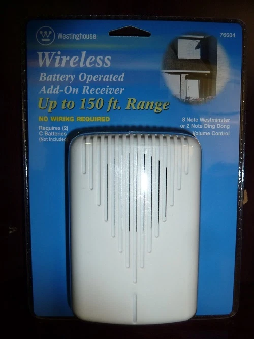 Westinghouse 76604 Wireless Battery Operated Add-On Chime Receiver White (NEW) - Image 1 of 3