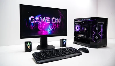 Panoramic Glass Gaming PC Bundle 24" 10th Gen 16GB Ram 512GB M.2+2TB HD RTX 3050 - Image 1 of 4