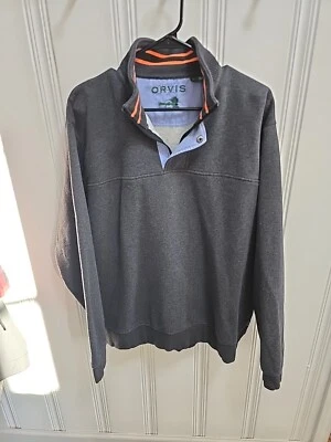 Orvis Men's Signature Quarter 1/4 Zip Sweatshirt Pullover Dark Gray Size Large - Image 1 of 4