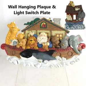 Set Noah's Ark Animals Boat Resin Plaque Wall Hanging & Light Switch Plate - Picture 1 of 21