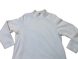 Catalina Mock Turtleneck Sweater Women's L White Ribbed Long Sl Pullover - Picture 1 of 5
