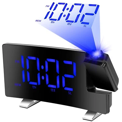 8"Projection Alarm Clock with FM Radio, USB Charging Port 30 Preset Stations - Image 1 of 4
