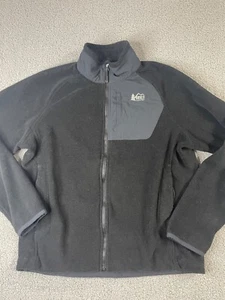 REI Co-Op Men’s Fleece Jacket Full Zip Hiking Outdoors Trail Large Black - Picture 1 of 7