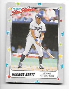 GEORGE BRETT   1988 FLEER STAR STICKERS #30 KANSAS CITY ROYALS     